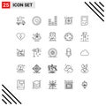 Set of 25 Vector Lines on Grid for target, fund, valentine, financial, sound