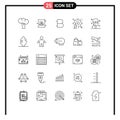 Pack of 25 Modern Lines Signs and Symbols for Web Print Media such as update, configuration, bytecoin, user, currency