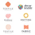 Set of Vector logo design for shop knitting, textile Royalty Free Stock Photo