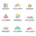 Set of vector logo design for social media, teamwork, alliance Royalty Free Stock Photo