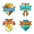Set of vector logo retro ribbon labels and vintage style shield banners Royalty Free Stock Photo