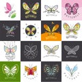 Set of vector logos butterflies