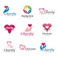 Set of vector logos for charity and care. Logo for the orphanage, elderly care.