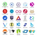 Set of vector logos of popular cryptocurrency