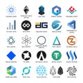Set of vector logos of popular cryptocurrency