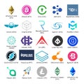 Set of vector logos of popular cryptocurrency