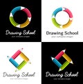 Set of vector logos for school drawing