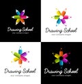 Set of vector logos for school drawing Royalty Free Stock Photo