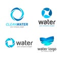 Set of vector logos. Sign for cleaning pipes and sewage systems, water filters. Clean water