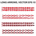 Set of vector long narrow textured arrows