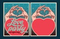 Set of vector Love party posters.