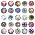 Set of vector low poly spherical objects with connected lines an Royalty Free Stock Photo