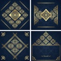 Set of vector luxury cards with vintage background