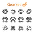 Set of vector machine gears or cogwheels.