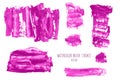 Set of vector magenta, pink watercolor hand painted textures