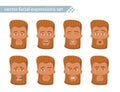 Set of vector man faces with different expressions.