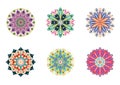 Set of vector mandalas. Colorful ethnic oriental circle folk ornament