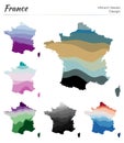 Set of vector maps of France.
