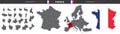 Set of vector maps of France on white background