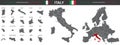 Set of vector maps of Italy on white background