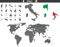 Set of vector maps of Italy on white background