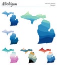 Set of vector maps of Michigan. Royalty Free Stock Photo