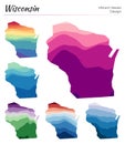 Set of vector maps of Wisconsin.