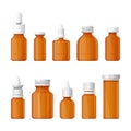 Set of vector medical bottles in flat style