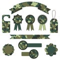 Set of vector military camouflage labels in green colors Royalty Free Stock Photo