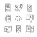 Set of vector mobile tech icons and concepts in sketch style Royalty Free Stock Photo