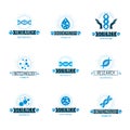 Set of vector models of molecule and human dna. Collection of corporate logotypes created in biomedical engineering, genetics, Royalty Free Stock Photo