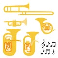 Set of vector modern flat design brass instruments Royalty Free Stock Photo