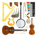 Set of vector modern flat design musical instruments Royalty Free Stock Photo