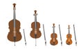 Set of vector modern flat design stringed musical instruments