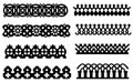 Set of vector monochrome pattern brushes