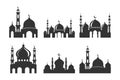 Set of vector Mosque silhouette element on white background