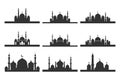 Set of vector Mosque silhouette element on white background