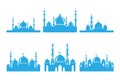 Set of vector Mosque silhouette element on white background