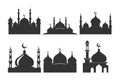 Set of vector Mosque silhouette element on white background