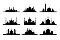 Set of vector Mosque silhouette element on white background