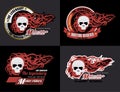 Set of vector Motorcycle skull typography, t-shirt graphics, vec