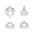 Set of vector mountain and outdoor adventures logo. Tourism, hiking and camping labels. Mountains and travel icons for Royalty Free Stock Photo