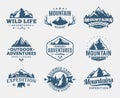 Set of vector mountain and outdoor adventures logo Royalty Free Stock Photo