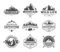 Set of vector mountain and outdoor adventures logo Royalty Free Stock Photo