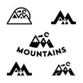 Set of vector mountain and outdoor adventures logo. Tourism, hiking and camping logo set. Mountains and travel icons for Royalty Free Stock Photo