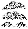 Set of vector mountain silhouettes.