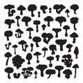 Set of vector mushroom silhouettes.