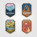 Set of vector national park outdoor adventure vintage logo emblem illustration designs Royalty Free Stock Photo