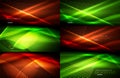Set of neon smooth wave digital abstract backgrounds Royalty Free Stock Photo