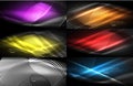 Set of neon smooth wave digital abstract backgrounds Royalty Free Stock Photo